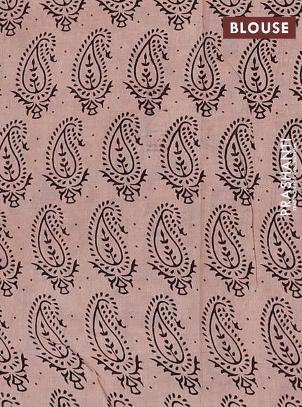 Kalamkari cotton saree coffee brown and beige with allover pichwai prints and printed border