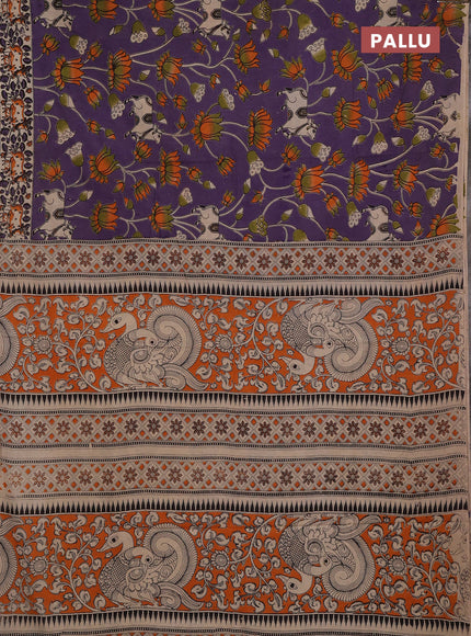 Kalamkari cotton saree lavender and beige with allover pichwai prints and printed border