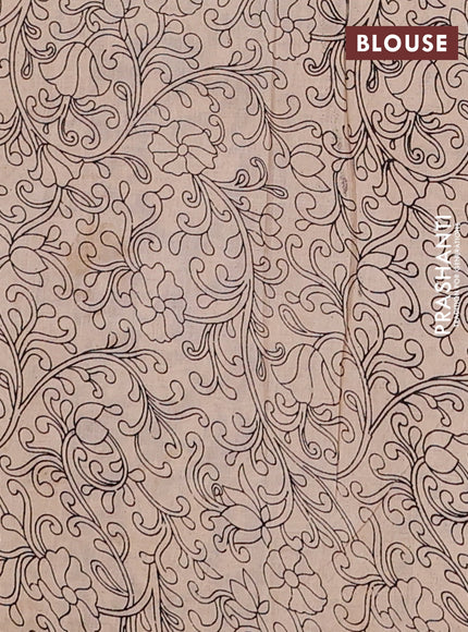 Kalamkari cotton saree lavender and beige with allover prints and long printed border