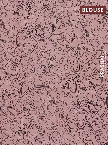 Kalamkari cotton saree maroon and beige with allover prints and long printed border