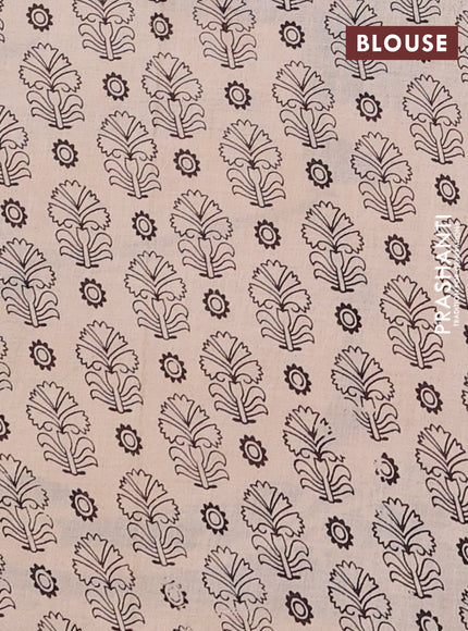 Kalamkari cotton saree blue beige and grey with allover prints and printed border