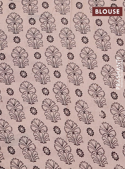 Kalamkari cotton saree beige black and maroon with allover prints and printed border