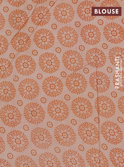 Kalamkari cotton saree mustard green and orange with allover prints and pichwai printed border