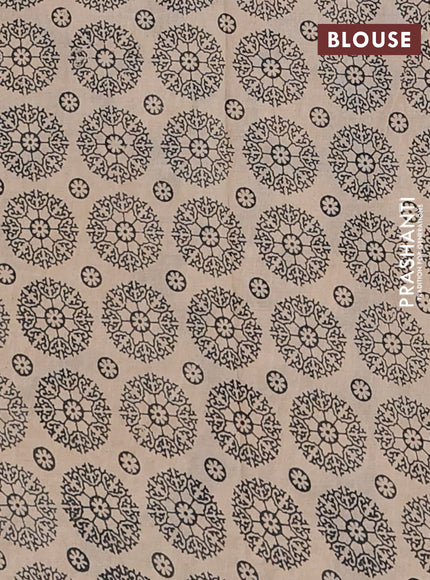 Kalamkari cotton saree blue and grey with allover prints and pichwai printed border