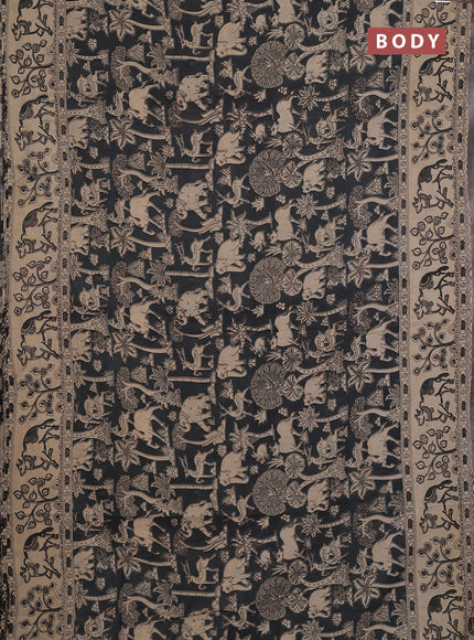 Kalamkari cotton saree grey and beige with allover prints and pichwai printed border