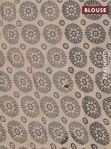 Kalamkari cotton saree grey and beige with allover prints and pichwai printed border