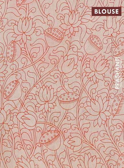 Kalamkari cotton saree green and orange with allover pichwai prints and printed border