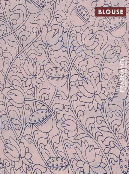Kalamkari cotton saree maroon and peacock blue with allover pichwai prints and printed border