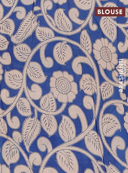 Kalamkari cotton saree yellow and blue with allover pichwai prints and printed border