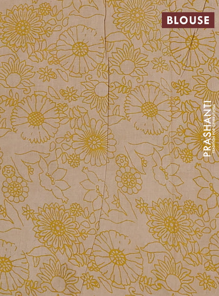 Kalamkari cotton saree brown shade and yellow with allover prints and printed border