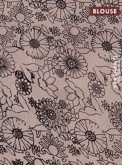Kalamkari cotton saree black and beige with allover prints and printed border