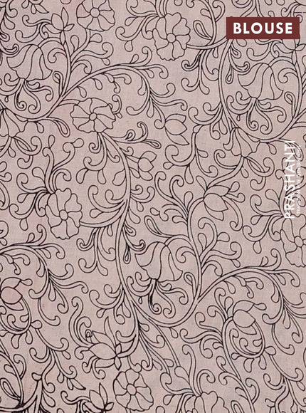 Kalamkari cotton saree black and maroon with allover prints and printed border