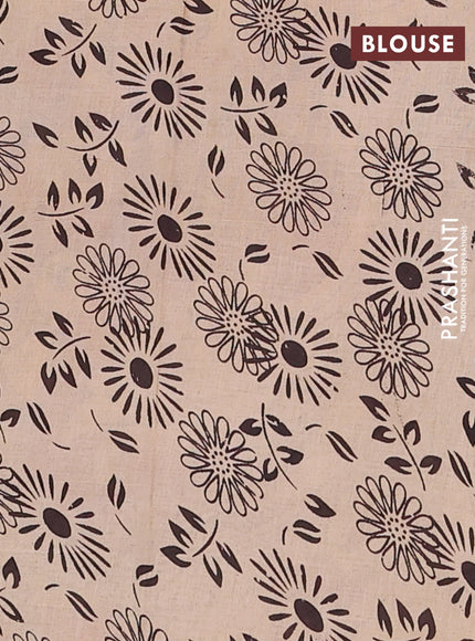 Kalamkari cotton saree black and brown with allover prints and pichwai printed border