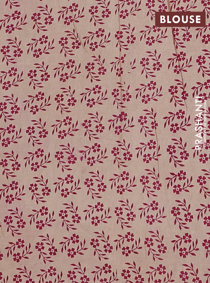 Kalamkari cotton saree beige and pink with allover prints and printed border