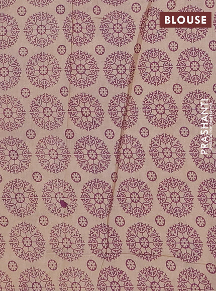 Kalamkari cotton saree lavender and beige with allover prints and printed border