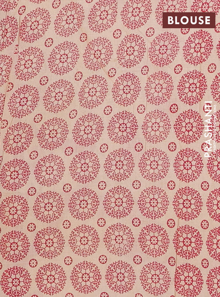 Kalamkari cotton saree beige and red with allover prints and printed border