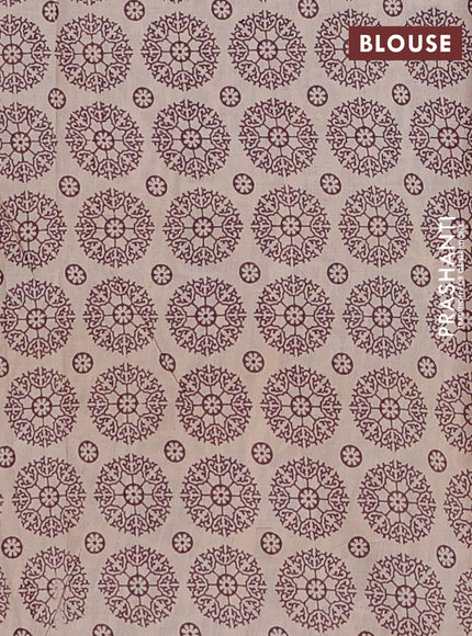 Kalamkari cotton saree blue and wine shade with allover prints and printed border