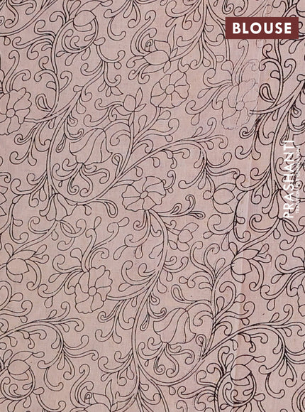 Kalamkari cotton saree mustard yellow and beige with allover prints and printed border