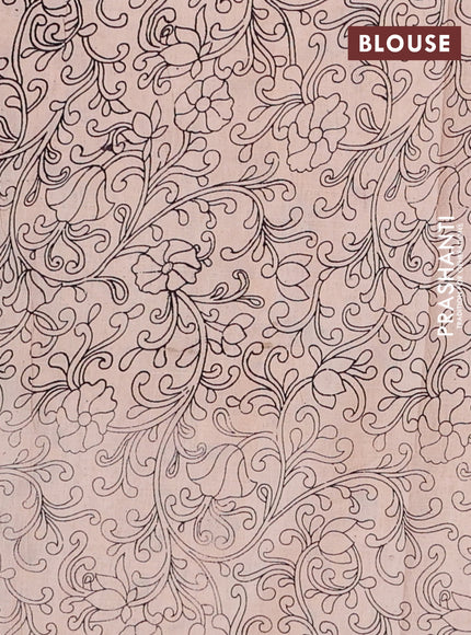 Kalamkari cotton saree black and beige with allover prints and printed border
