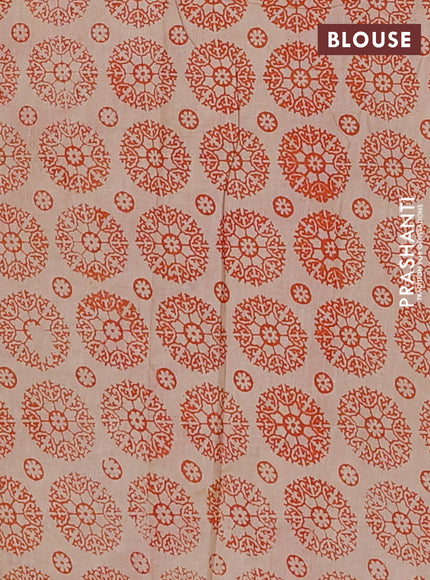 Kalamkari cotton saree maroon and orange with allover prints and printed border