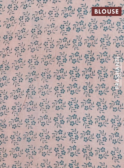 Kalamkari cotton saree mehendi green and teal blue with allover prints and printed border