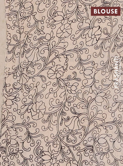 Kalamkari cotton saree light green and blue with allover pichwai prints and printed border