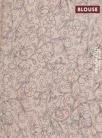 Kalamkari cotton saree orange beige and teal green with allover pichwai prints and printed border