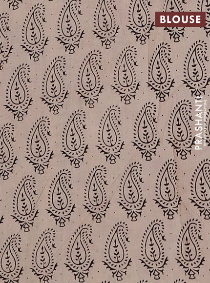 Kalamkari cotton saree brown and beige with allover prints and printed border