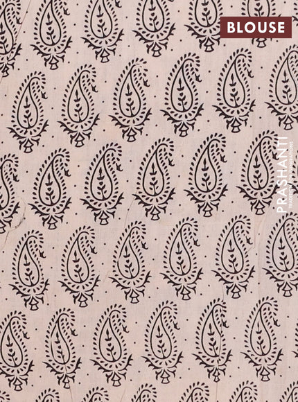 Kalamkari cotton saree beige and orange with allover prints and printed border