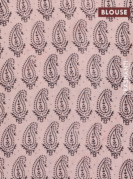 Kalamkari cotton saree maroon and beige with allover prints and printed border