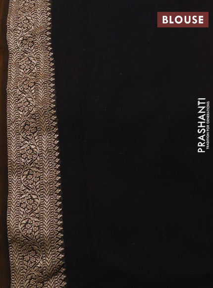 Banarasi georgette saree mustard yellow and black with allover thread & zari woven buttas and woven border