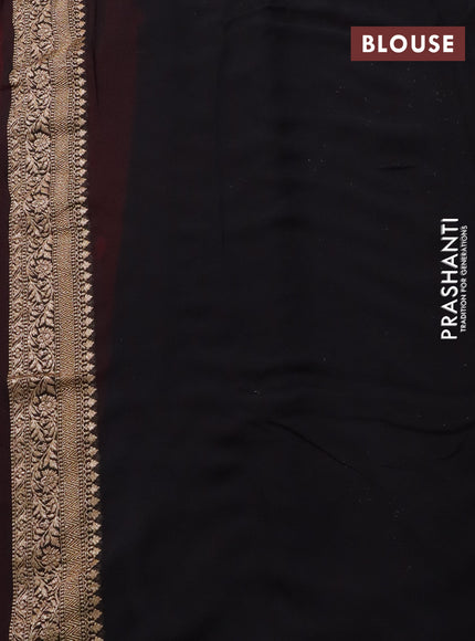 Banarasi georgette saree red and black with allover thread & zari woven buttas and woven border