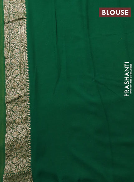 Banarasi georgette saree mustard green and green with allover thread & zari woven buttas and woven border