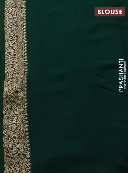 Banarasi georgette saree green and bottle green with allover thread & zari woven buttas and woven border