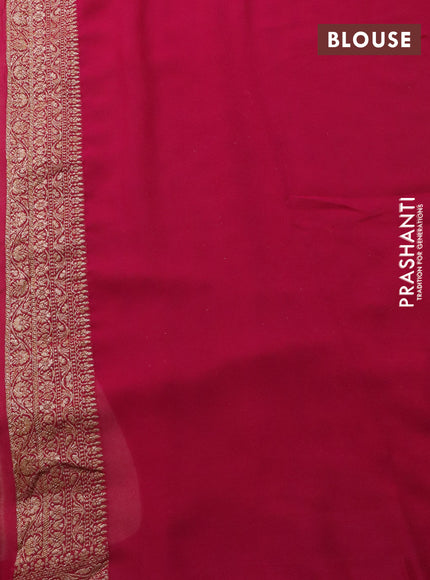 Banarasi georgette saree beige and pink with allover thread & zari woven buttas and woven border