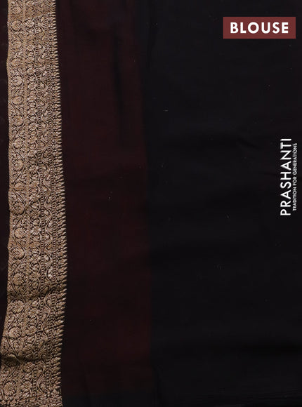 Banarasi georgette saree red and black with allover thread & zari woven buttas and woven border
