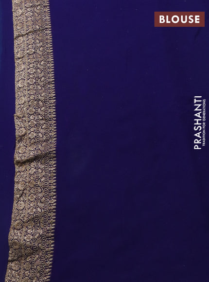 Banarasi georgette saree teal green and blue with allover thread & zari woven buttas and woven border
