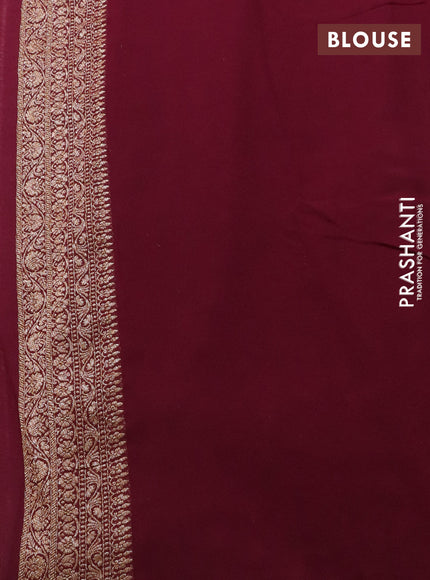 Banarasi georgette saree mauve pink and wine with allover thread & zari woven buttas and woven border