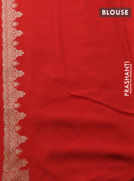 Banarasi georgette saree wine and rustic orange with allover thread & zari woven buttas and woven border