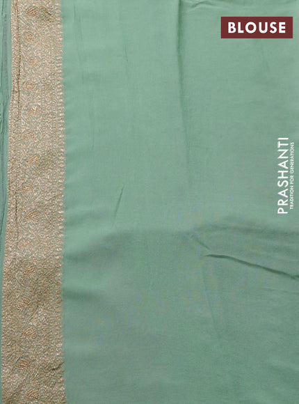 Banarasi georgette saree purple and pastel green with allover thread & zari woven buttas and woven border