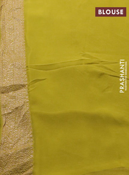 Banarasi georgette saree green and mustard green with allover thread & zari woven buttas and woven border
