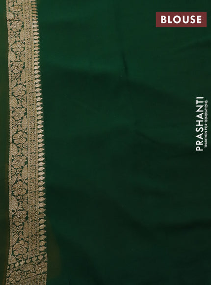 Banarasi georgette saree mustard yellow and green with allover thread & zari woven buttas and woven border