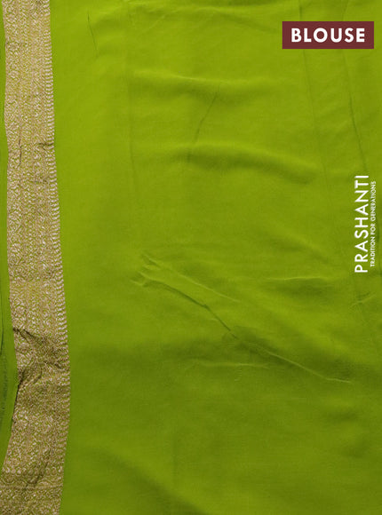 Banarasi georgette saree bottled green and lime green with allover thread & zari woven buttas and long woven border
