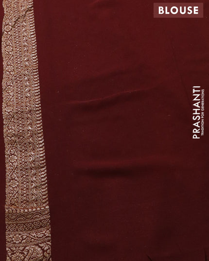 Banarasi georgette saree orange and brown with allover thread & zari woven buttas and long woven border
