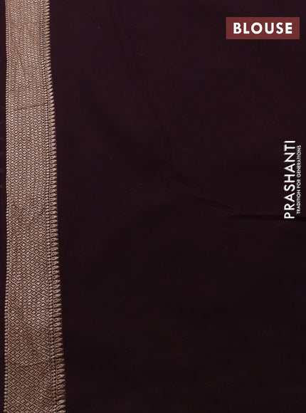 Banarasi georgette saree coffee brown with allover thread & zari woven buttas and woven border