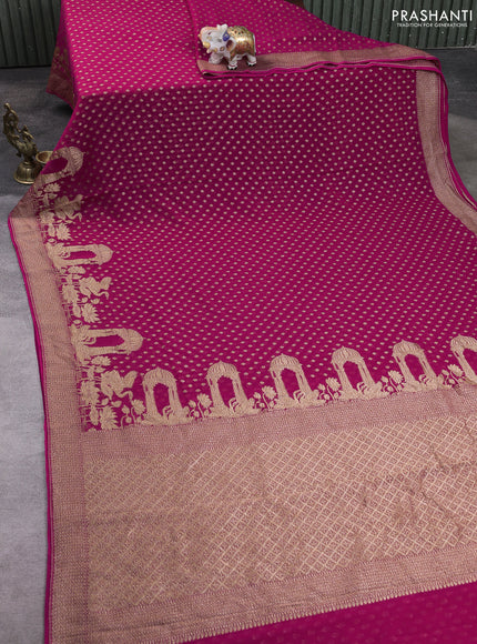 Banarasi georgette saree pink with allover thread & zari woven buttas and woven border