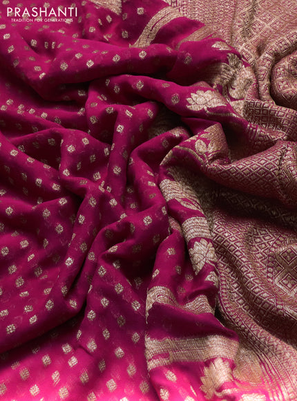 Banarasi georgette saree pink with allover thread & zari woven buttas and woven border