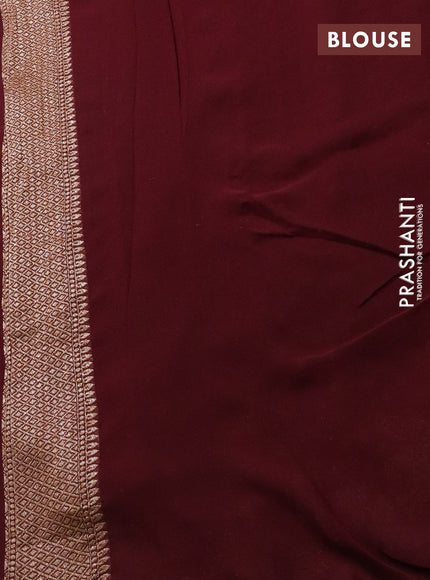 Banarasi georgette saree wine with allover thread & zari woven buttas and woven border