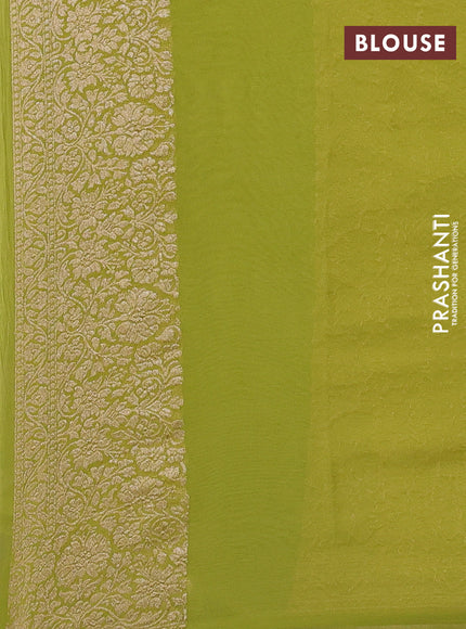 Banarasi georgette saree lime green with allover thread & zari weaves and woven border