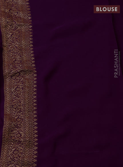 Banarasi georgette saree deep purple with allover thread & zari woven buttas and woven border